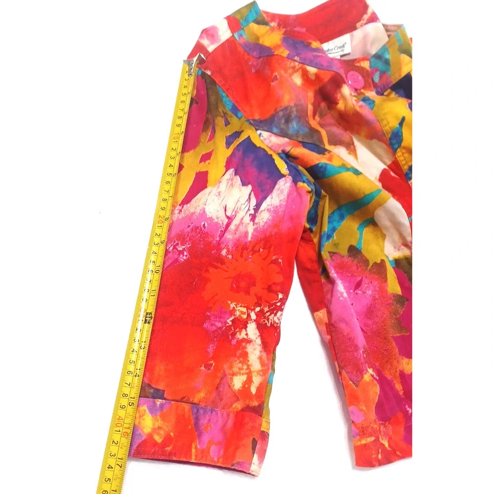 Coldwater Creek Women's Loud Colorful Button Jacket Blazer Petite Sz PL Unlined